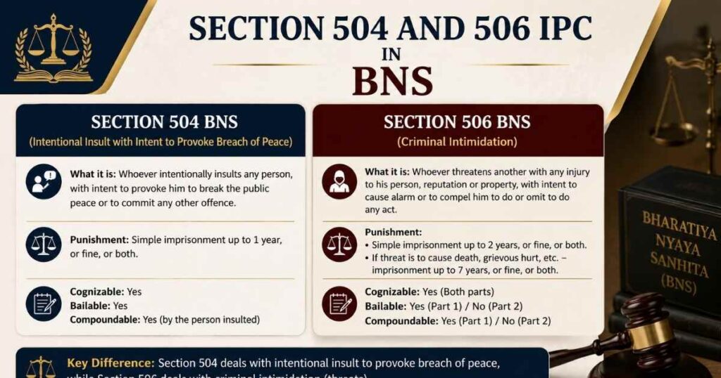 Section 504 and 506 IPC in BNS
